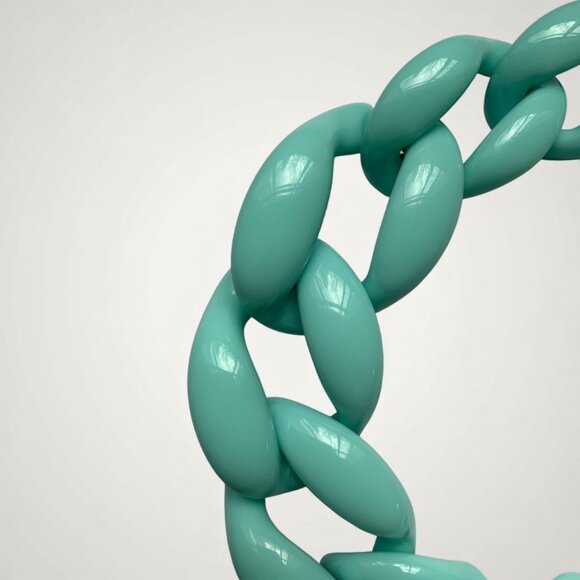 Super Chunky Pale Turquoise Plastic Necklace - Picture 2 of 3